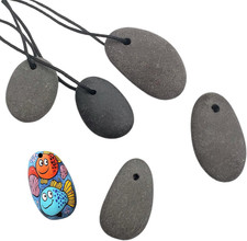 6PCS Drilled Tiny Flat River Stones to Paint, 0.8"-1.0"Craft Rocks for Painting,