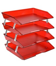 Bandeja de archivos de escritorio nueva en caja roja de 4 niveles carga lateral tamaño letra organizador de archivos