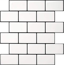 Peel and Stick Backsplash for Kitchen White Subway 10 Tiles, Thicker Design