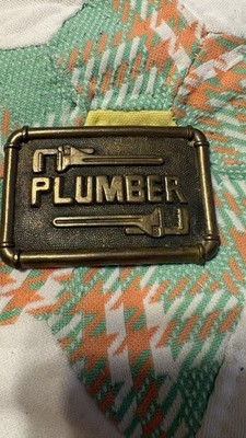 Baron Buckle Solid Brass Plumber Belt Buckle Antique Finish 1978 MPN 6025
