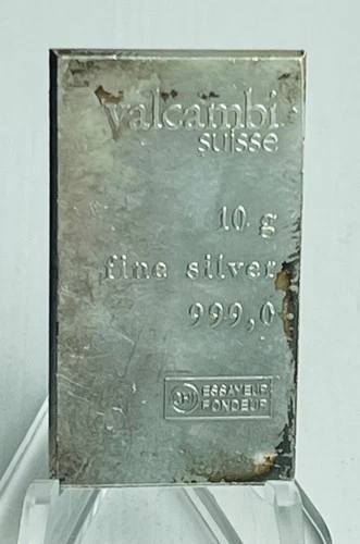 10 Gram Valcambi  .999 Fine Silver Bullion Bar
