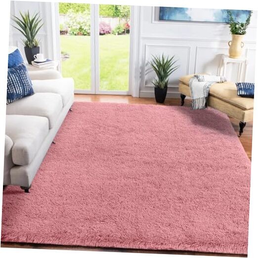 5x8 Fluffy Plush Shaggy Blush Area Rug for Living Room or Bedroom-image
