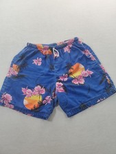 Vintage Sun Country Surfwear Men&rsquo;s Board Shorts Blue With Hawaiian Print