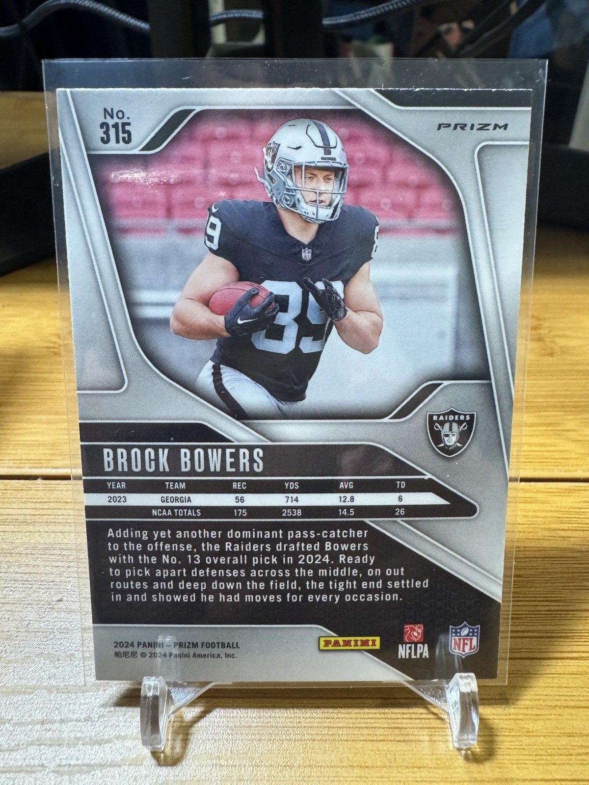 2024 Prize Brock Bowers Las Vegas Raiders #315 Orange Lazer RC