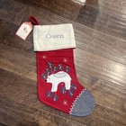 NWT Pottery Barn Nordic Polar bear Red Wool Red Christmas Stocking mono Owen