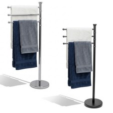 3 Tier 3 Arm Free Standing Chrome Towel Holder Rail Rack Stand Weighted Base