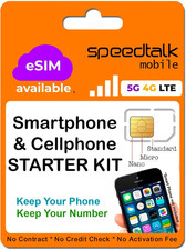 Pre-Paid Esim and SIM Card Starter Kit – 5G 4G LTE Apple, Android Smart Phones