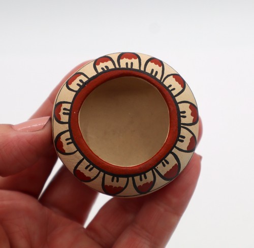 Mini Jemez Topf polychrome Federn Lucy Toledo 2" W Artisan EDPM10 - Bild 7 von 8