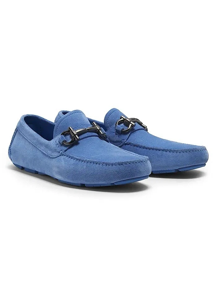Ferragamo — Ferragamo Parigi Driver With Gancini Ornament Light Blue mens shoes 12.5 US