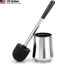 Toilet Brush, Brush and Holder Sliver Bowl with Silver