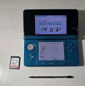 Nintendo 3DS Aqua Blue CIB Complete Region Free 128GB *SAME DAY SHIPPING*