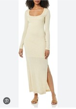 ): GUESS Chantal Long Sleeve Maxi Dress Pearl Oyster Gold Knit Beige Medium