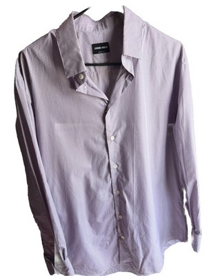 Giorgio Armani Made in Italy 100% Cotton Dress Shirt 42 16.5 Lavender Check