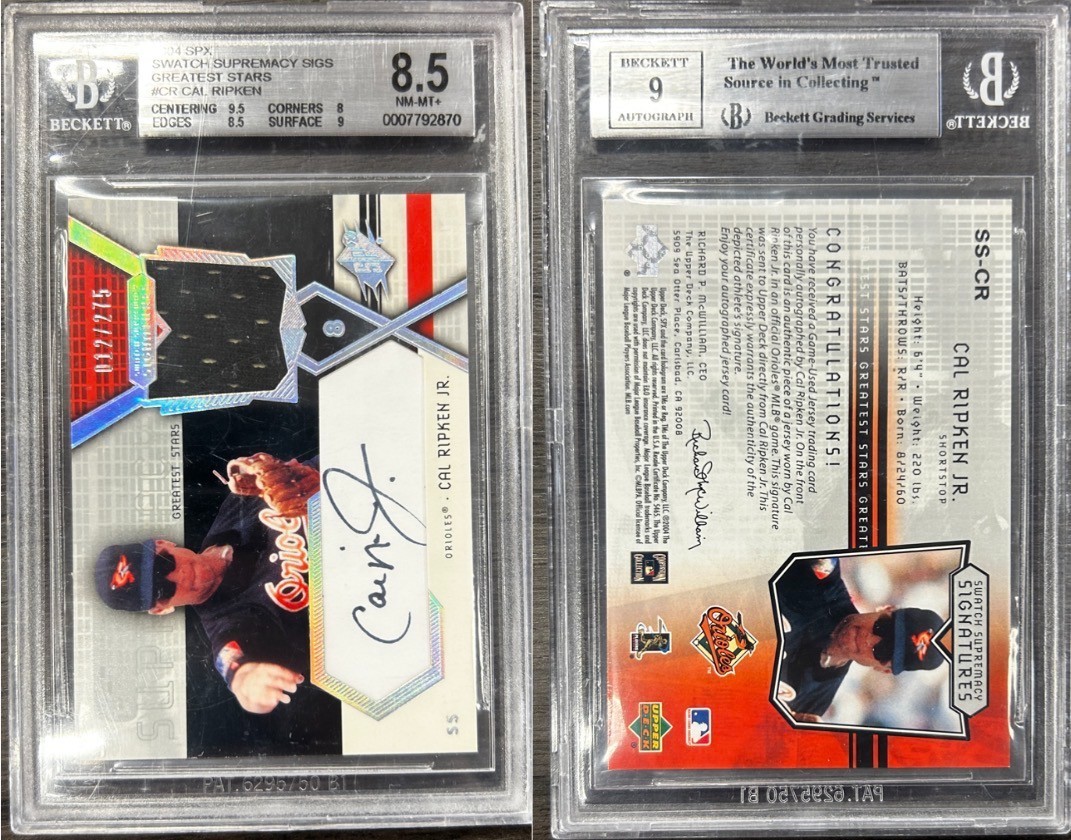 2004 SPX Swatch Supremacy Signatures Cal Ripken /275 BGS 8.5 Auto 9