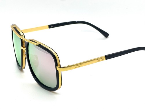 Men Fashion Sunglasses Oversized Square Gold Flat Top Frame Hip Hop Fancy Black - Afbeelding 69 van 76