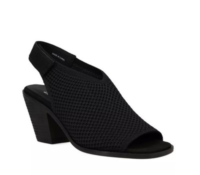 Eileen Fisher Avil Sandals Slingback Black Block Heel Open Toe Classic 7