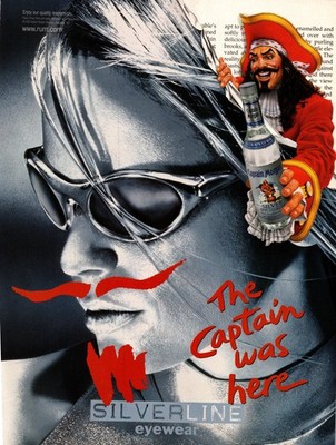 Captain Morgan Silver Spiced Rum & Silverline Eyewear Vintage Print Ad 2000