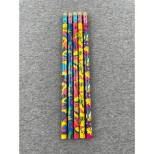 Vintage Lisa Frank Lot Of Pencils 5 Unsharpened 1989 Tropical Flamingo Fruits