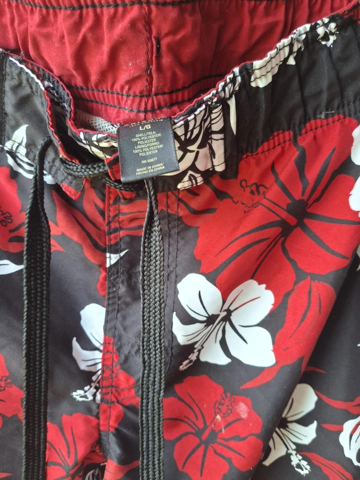 Shorts de tabuleiro havaiano masculino Arizona tamanho G preto vermelho branco cuecas anexadas 22 polegadas - Imagem 2 de 4