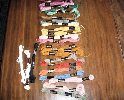 DMC 24 Skeins 6 Strand Embroidery Thread - Cotton  - Partially used