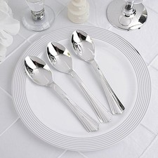 5" Silver PLASTIC DESSERT COFFEE SPOONS Party Wedding Disposable SILVERWARE SALE