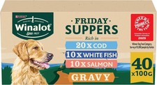 WINALOT Friday Suppers Mixed Variety Fish in Gravy Wet Dog Food 40x100g 4.13 per kilo
