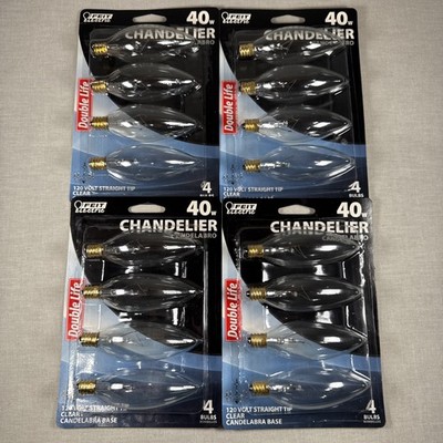 FEIT ELECTRIC 40W Double Life Clear 4 Pack 16 Bulbs 120volt Chandelier