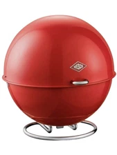 Wesco Superball Steel Bread Bin Storage Red Retro Round Countertop Rare