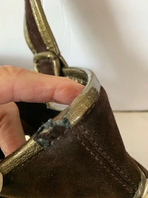 Kooba MARRÓN Gamuza Cartera Cuero Bolso de Mano Grande DE COLECCIÓN Cartera Bolso de Hombro Foto 3 de 4