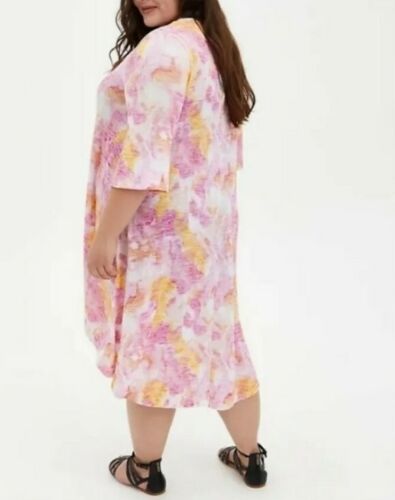 NWT Torrid Multi Watercolor Hacci Kimono Hi-Low Cardigan Size 5X - Picture 1 of 9
