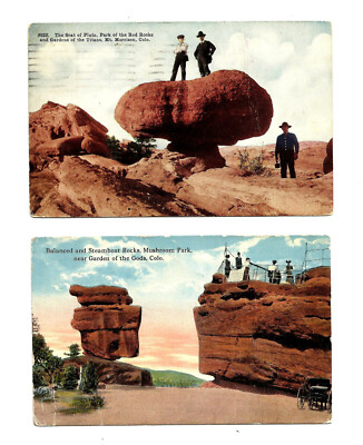 Mt Morrison Pluto Garden of Gods Denver CO Postcards Colorado c1910