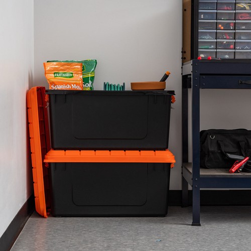 2 Pack 20 Gallon Stackable Heavy Duty Plastic Storage Tote Garage Container Box - Picture 5 of 7