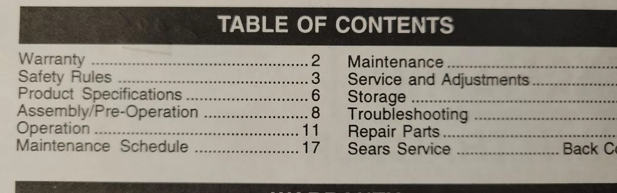 Sears Craftsman 17 hp 6sp 42 LT1000 Lawn Tractor 917.271652 Owner Parts Manual