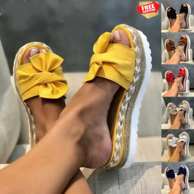 Damen Schleife Knoten Sandalen Indoor Pantoletten Slipper Sommer Freizeit Schuhe Gr
