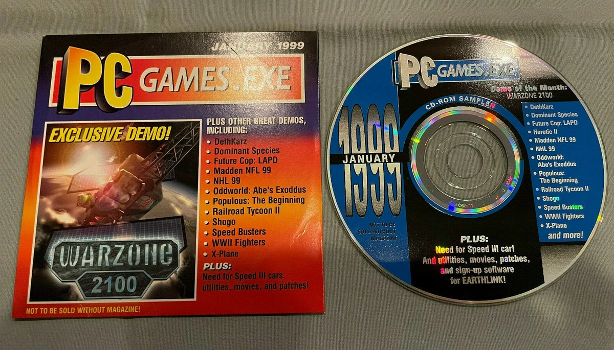 PC Games.exe Computer Video Game Magazine Demo Disc CD January 1999 in Sleeve