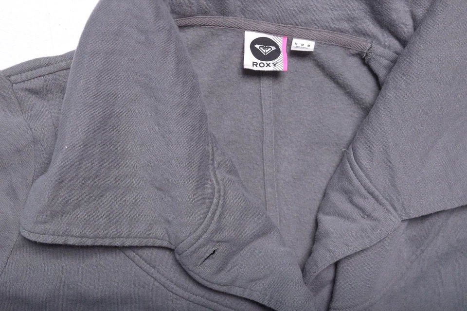 Roxy Womens Fleece Jacket Flared Collar Double Breasted Coat Gray Medium - Image 3 of 4