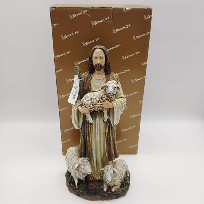 Roman #45687 12'' Good Shepherd with Lamp/Sheep Figurine 2004  NEW - Open Box