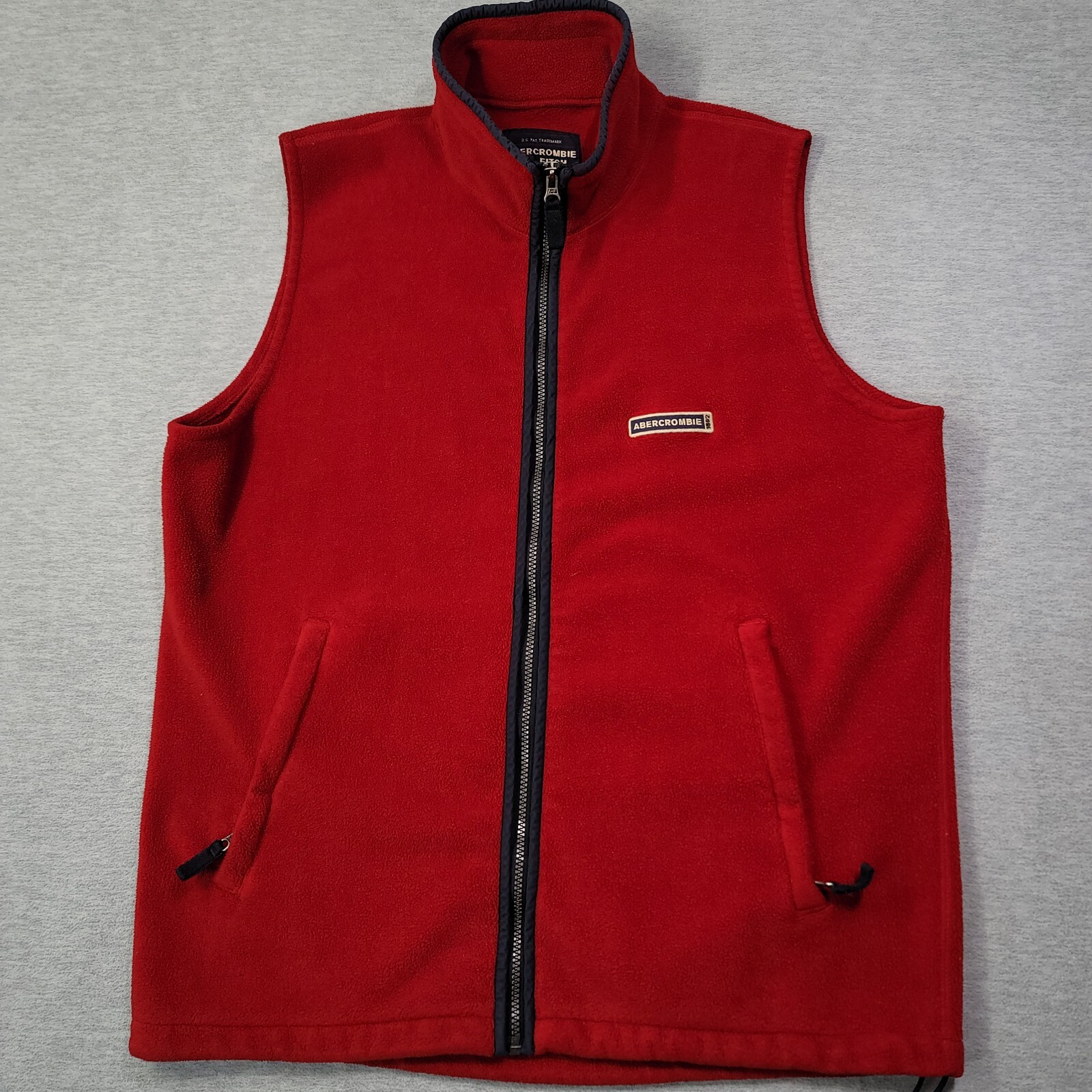 Vintage Abercrombie Fitch Vest Mens XL Red Full Zip Fleece Jacket Pockets Y2K