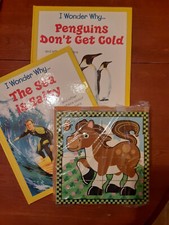 Melissa  Doug Cube Puzzle PLUS 2 "Why" Books - All VG