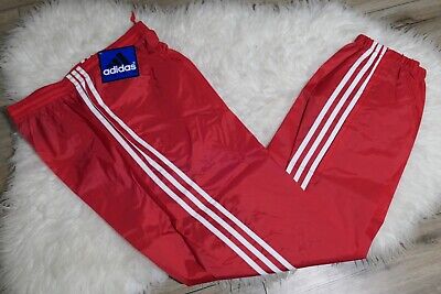 NWT Rare Adidas Vintage Nylon Red TEAM Track Pants Men's Adult