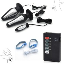 Anal Butt Plug Penis E-Stim Ring Cock Flirting Shock G-Spot Sex Toys for Men