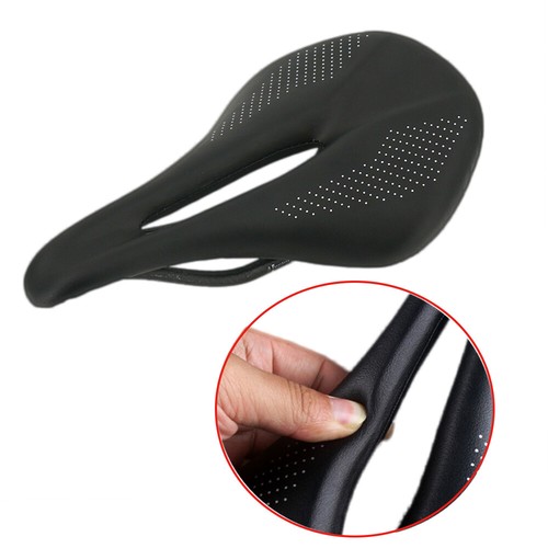 Carbon Leather Cycling Seat Hollow Cushion Oval Rail 7*9mm MTB Road Bike Saddles - Picture 2 of 15