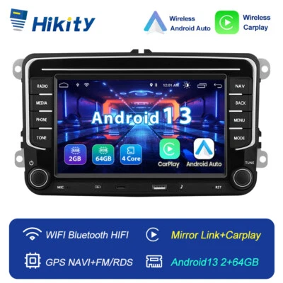 HIKITY 7" Apple Carplay 64GB Android 15 Autoradio GPS Navi Für VW GOLF 5 6 Passat Polo