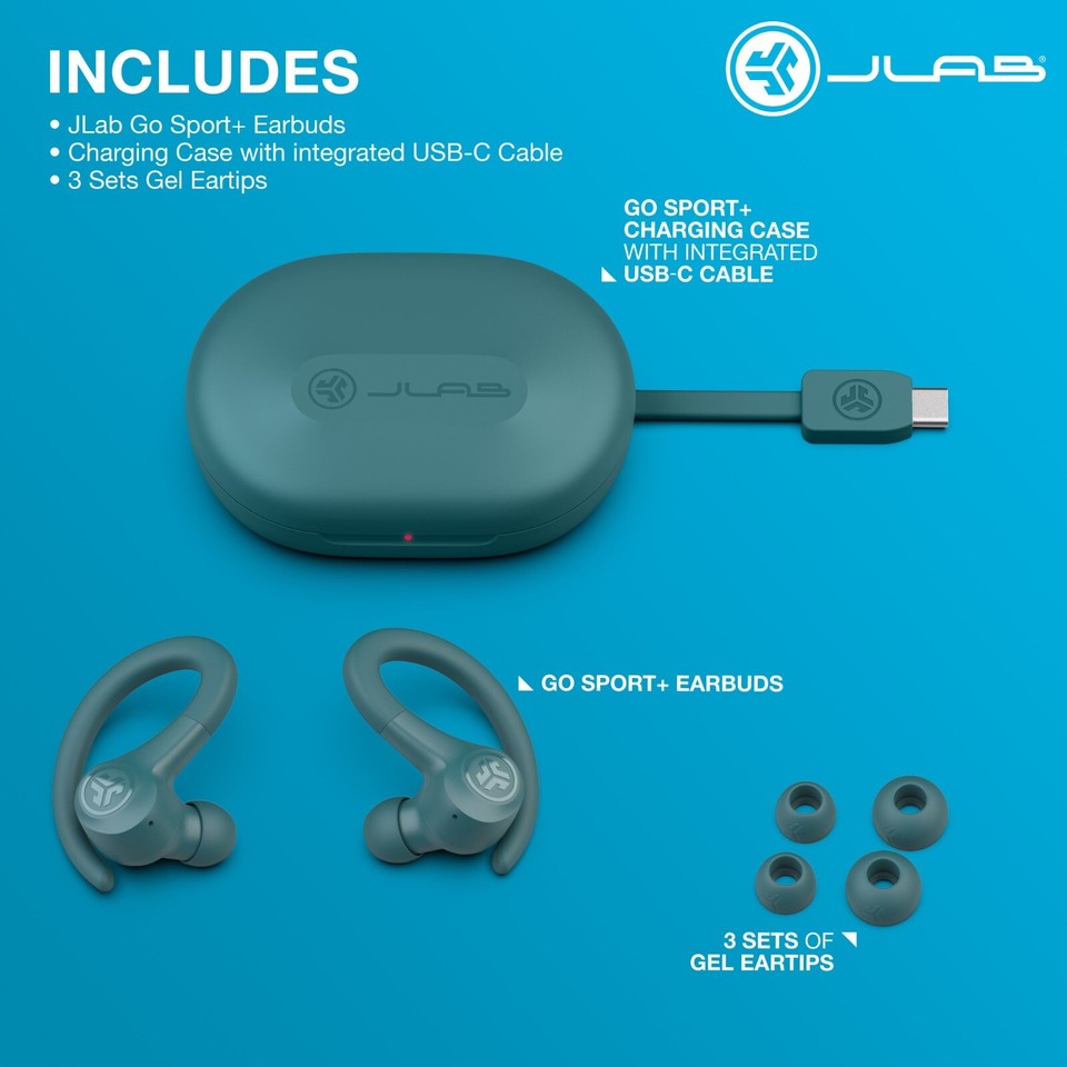 JLab GO Sport+ True Wireless Earbuds, Gym & Work Out Running Headphones ...