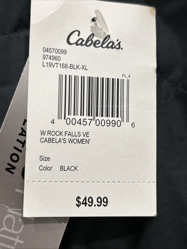 NEW TAGS CABELA'S Sz XL Black Puffer Vest Zip Lightweight Thinsulate Platinum C4 - Picture 7 of 10