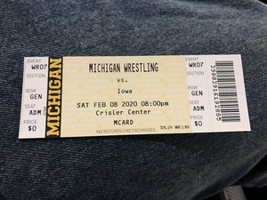scorecard stub wolverines ticket iowa wrestling michigan program vs