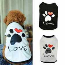 Dog Cat Cotton Vest T Shirt Paw Printed Heart Coat Puppy Summer Apparel Clothing