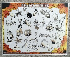 Tattoo Studio Shop Flash Single by Tim Timothys Skull, Eye, Heart, 11"X17" Print