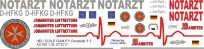 HELI SCALE QUALITY Decal 117 AS 365 Dauphin 2 Johanniter D-HFKG