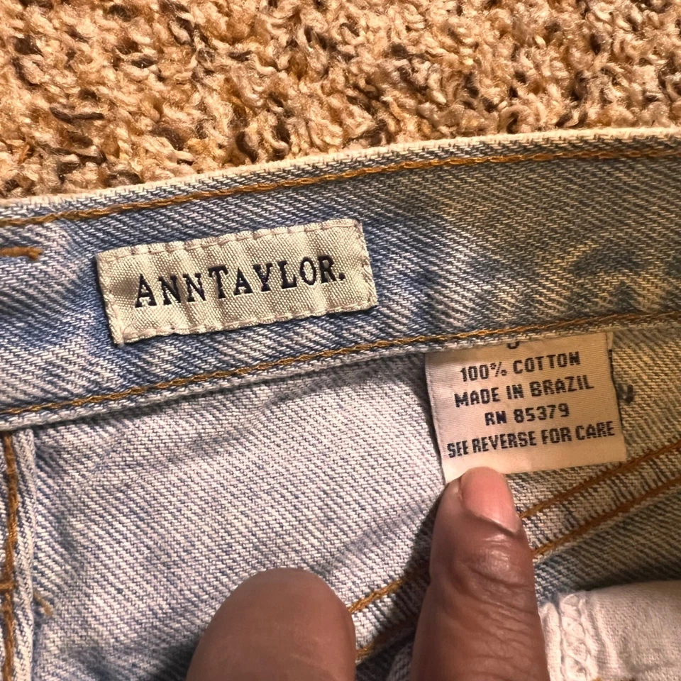 Ann Taylor 牛仔妈妈短裤高腰袖口浅水洗棉 8 码 — 第 3/4 张图片